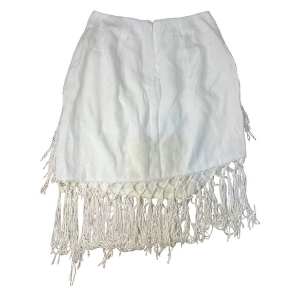The Jetset Diaries Sahara Fringe Mini Skirt Women XS White Asymmetrical Tassel - Picture 5 of 16